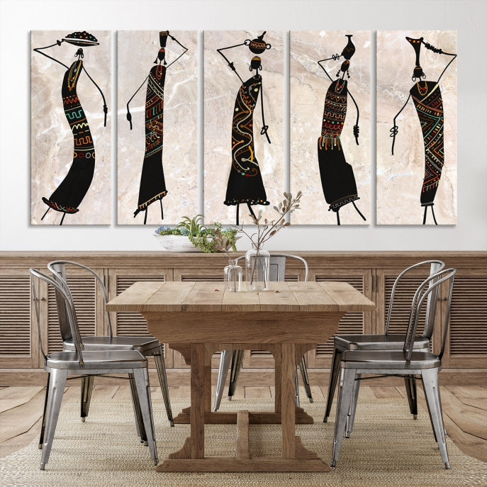 African Women Abstract Painting on Canvas Wall Art Print