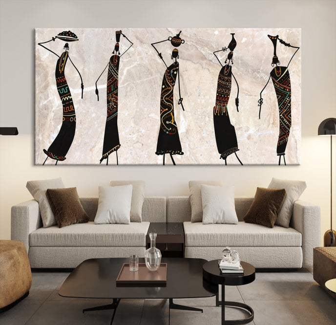 African Women Abstract Painting on Canvas Wall Art Print