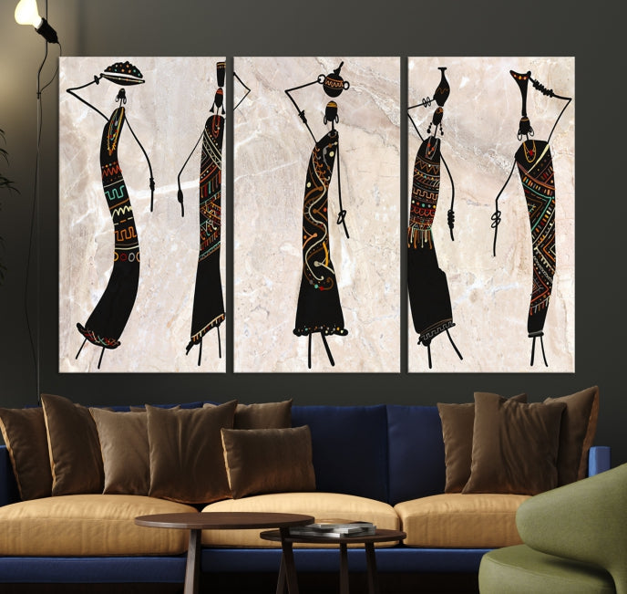 African Women Abstract Painting on Canvas Wall Art Print