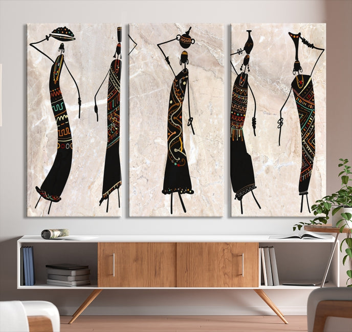 African Women Abstract Painting on Canvas Wall Art Print