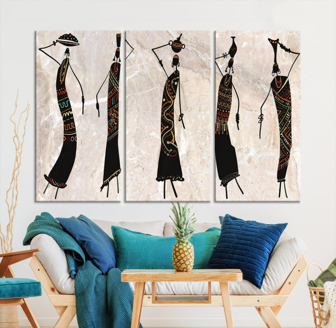 African Women Abstract Painting on Canvas Wall Art Print