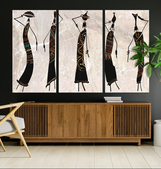 African Women Abstract Painting on Canvas Wall Art Print