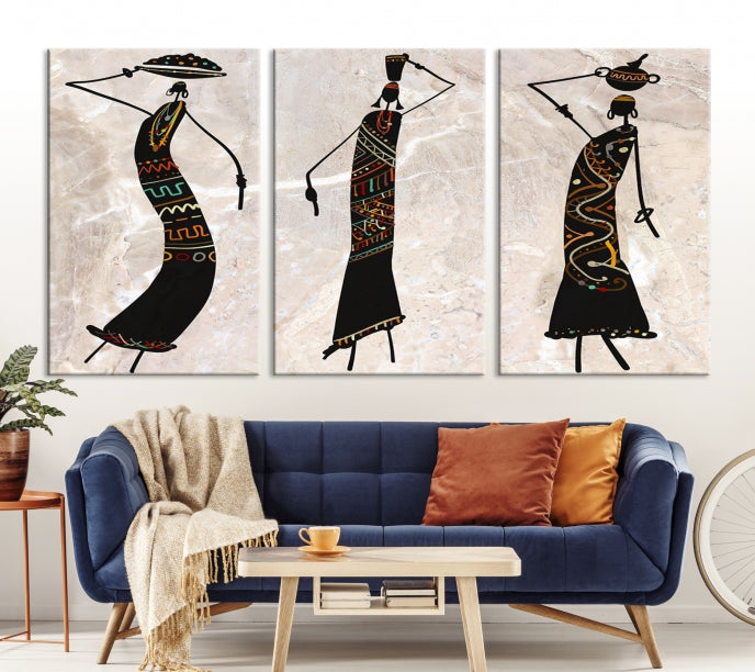 African Women Canvas Wall Art Print for Living Room or Office Decor