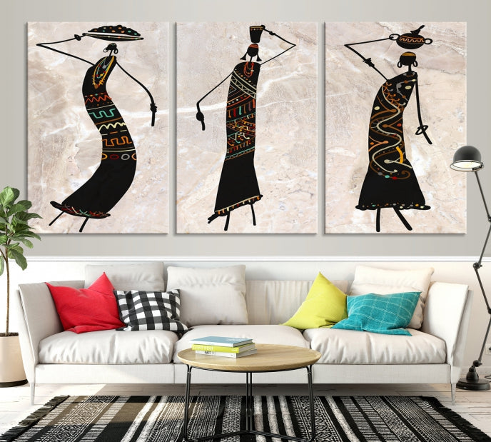 African Women Canvas Wall Art Print for Living Room or Office Decor