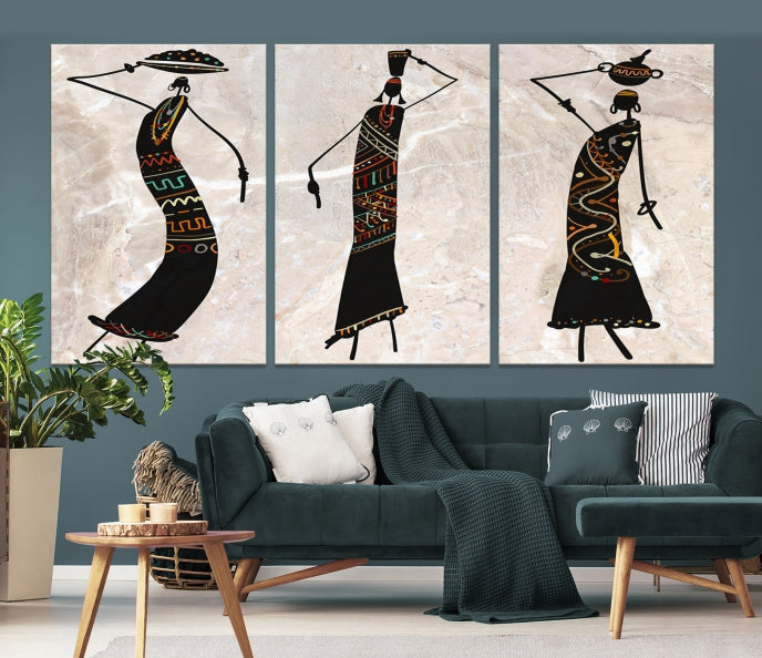 African Women Canvas Wall Art Print for Living Room or Office Decor