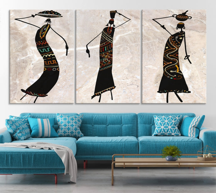 African Women Canvas Wall Art Print for Living Room or Office Decor