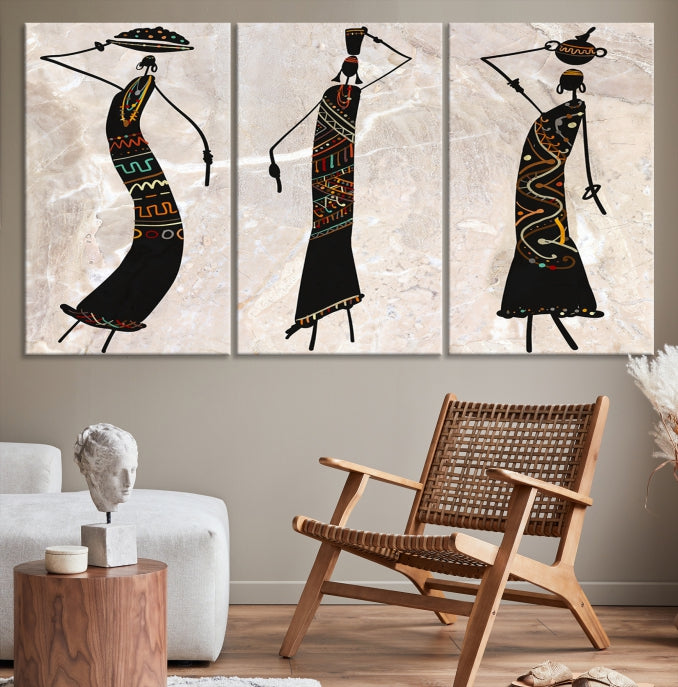 African Women Canvas Wall Art Print for Living Room or Office Decor