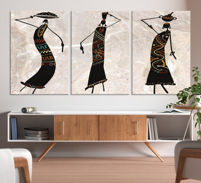 African Women Canvas Wall Art Print for Living Room or Office Decor