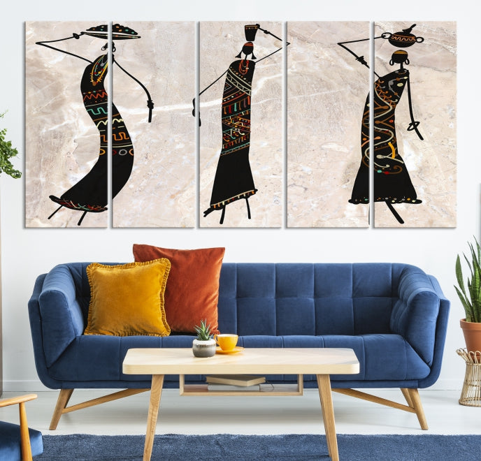 African Women Canvas Wall Art Print for Living Room or Office Decor