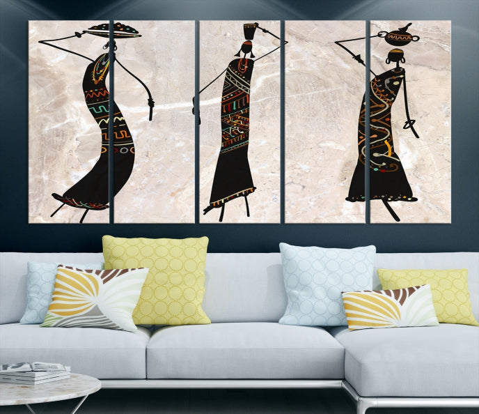 African Women Canvas Wall Art Print for Living Room or Office Decor