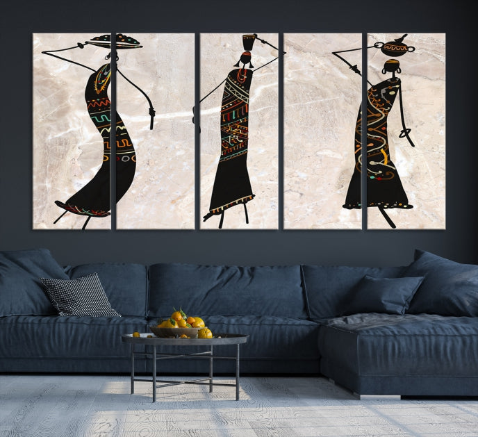 African Women Canvas Wall Art Print for Living Room or Office Decor