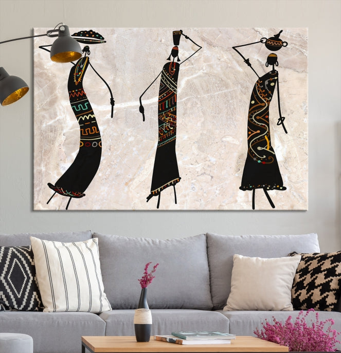 African Women Canvas Wall Art Print for Living Room or Office Decor