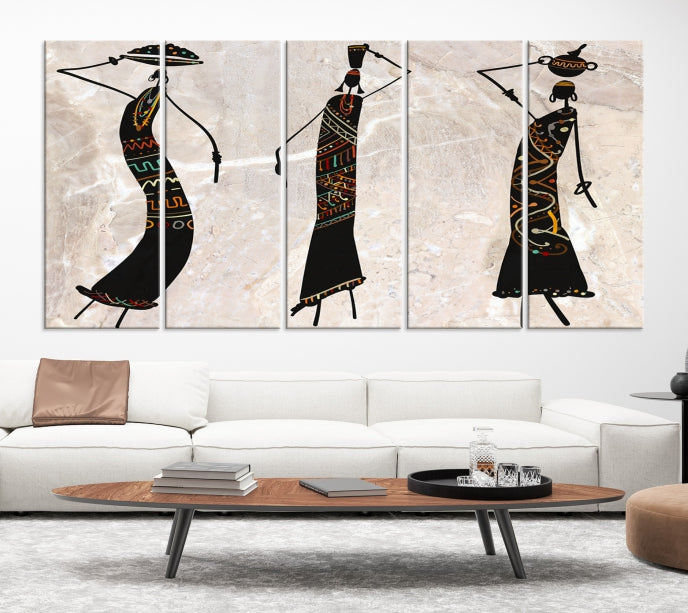 African Women Canvas Wall Art Print for Living Room or Office Decor