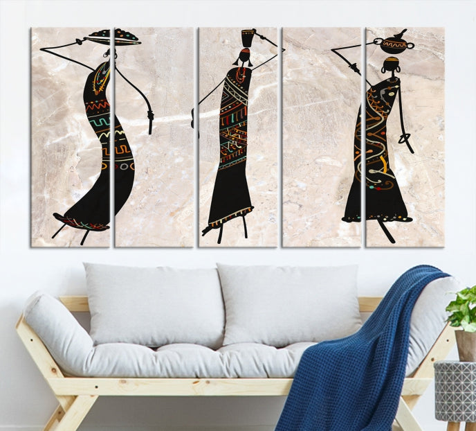 African Women Canvas Wall Art Print for Living Room or Office Decor