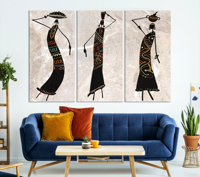 African Women Canvas Wall Art Print for Living Room or Office Decor