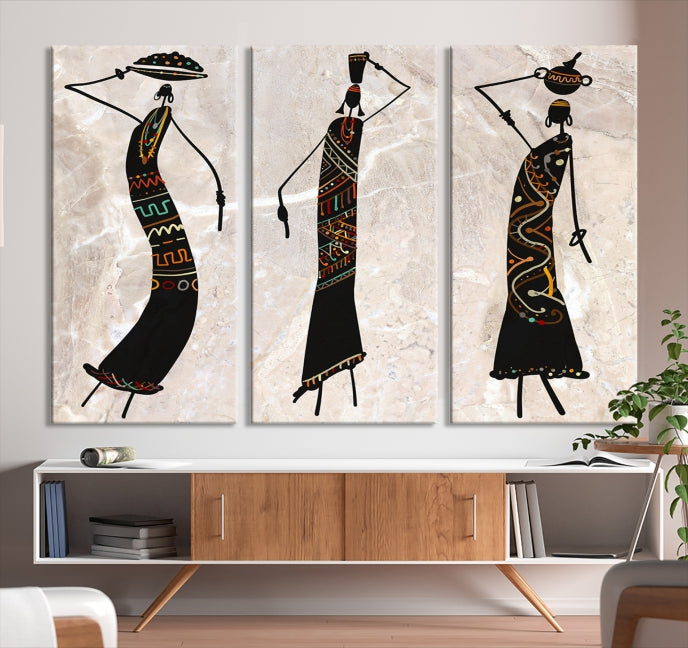 African Women Canvas Wall Art Print for Living Room or Office Decor