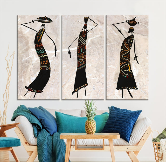 African Women Canvas Wall Art Print for Living Room or Office Decor