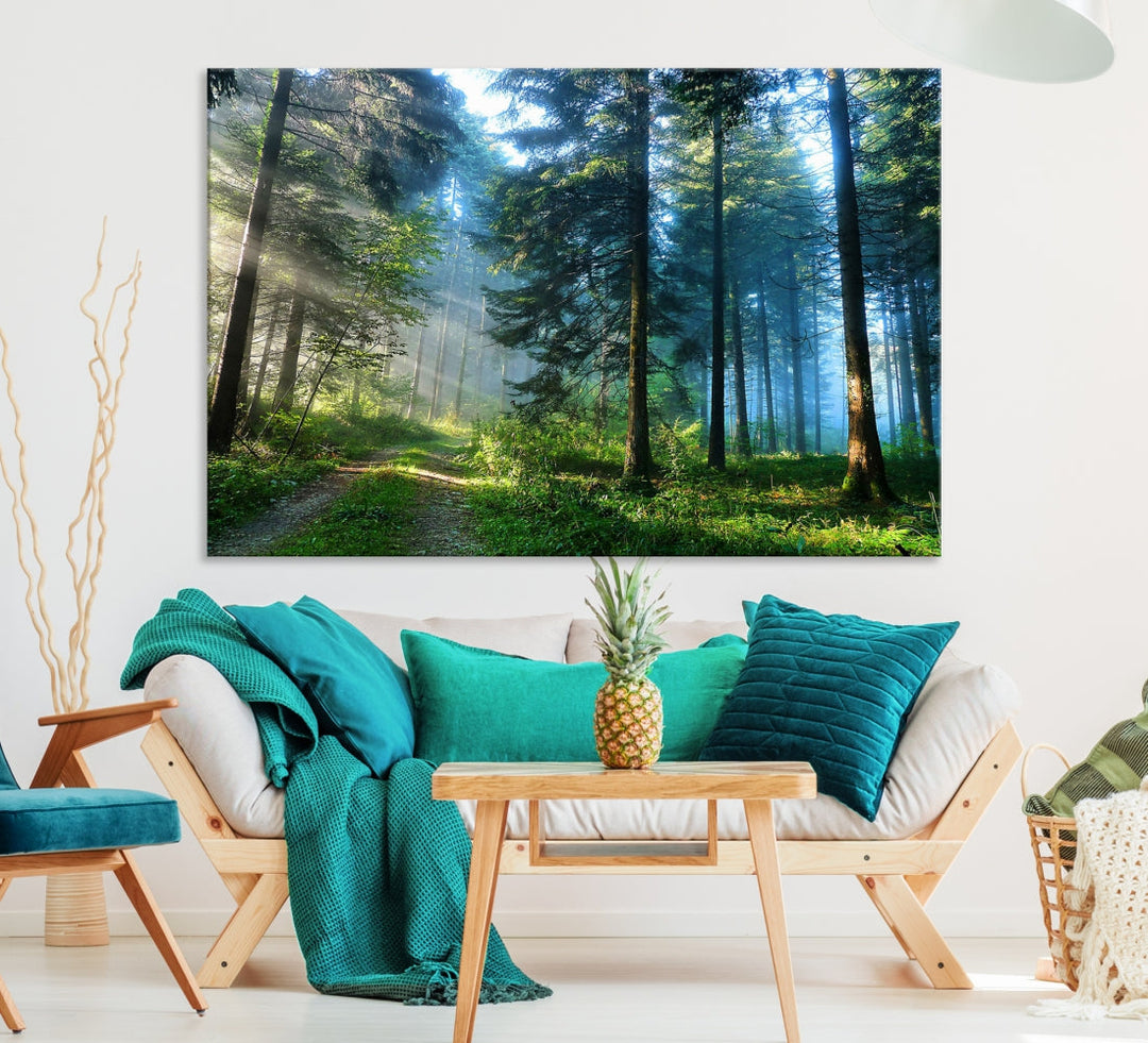 Alluring Sunshine in Forest Large Wall Art Canvas Print