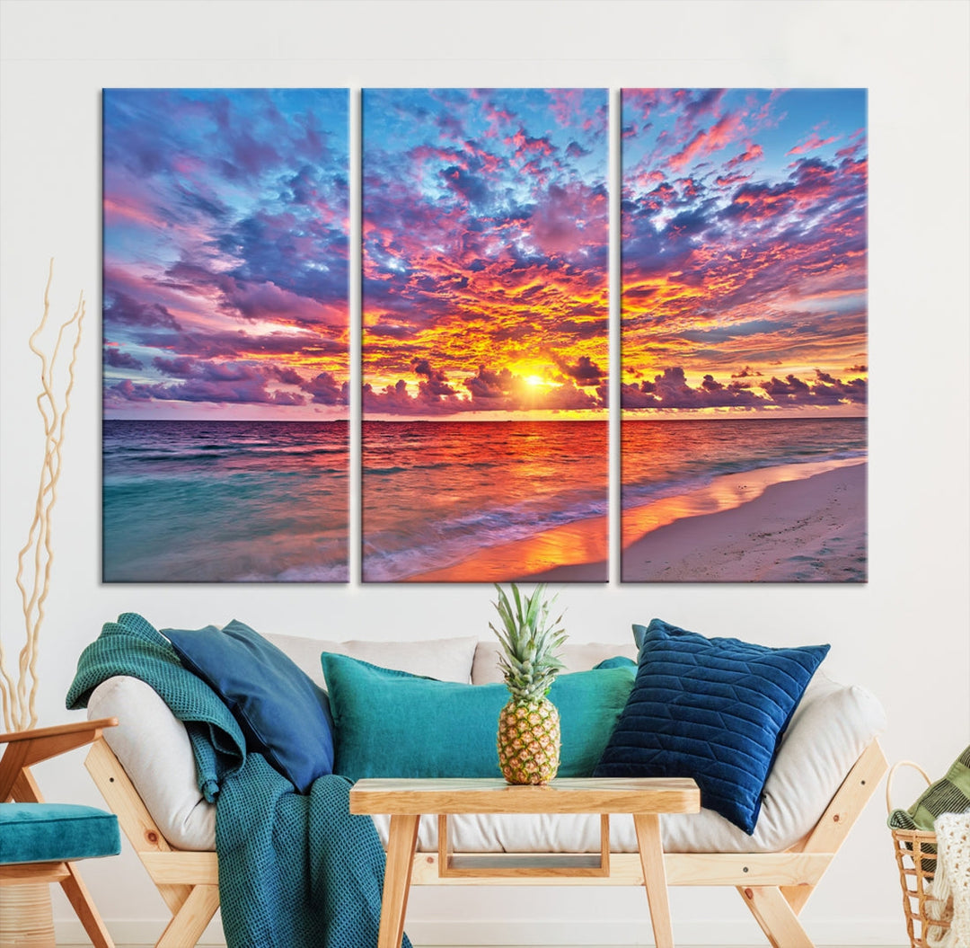 Amazing Ocean Sunset Beach Landscape Giclee Canvas Extra Large Wall Art Print