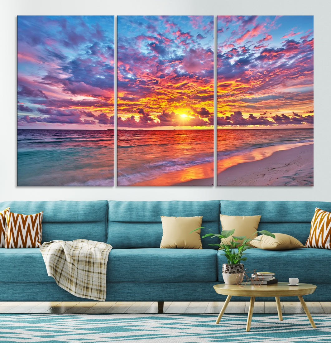 Amazing Ocean Sunset Beach Landscape Giclee Canvas Extra Large Wall Art Print