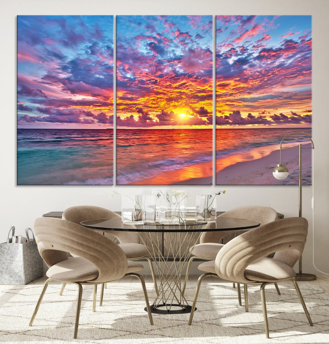 Amazing Ocean Sunset Beach Landscape Giclee Canvas Extra Large Wall Art Print