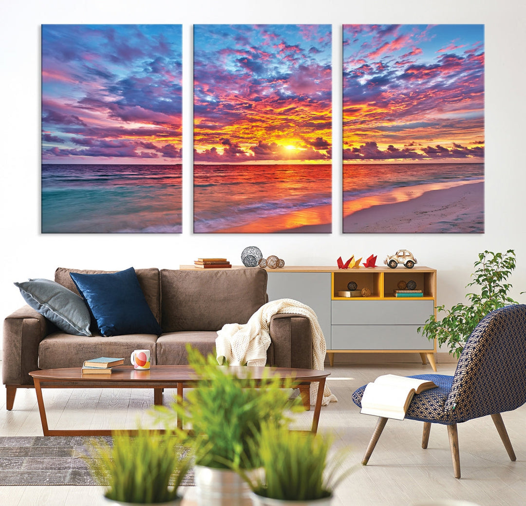 Amazing Ocean Sunset Beach Landscape Giclee Canvas Extra Large Wall Art Print