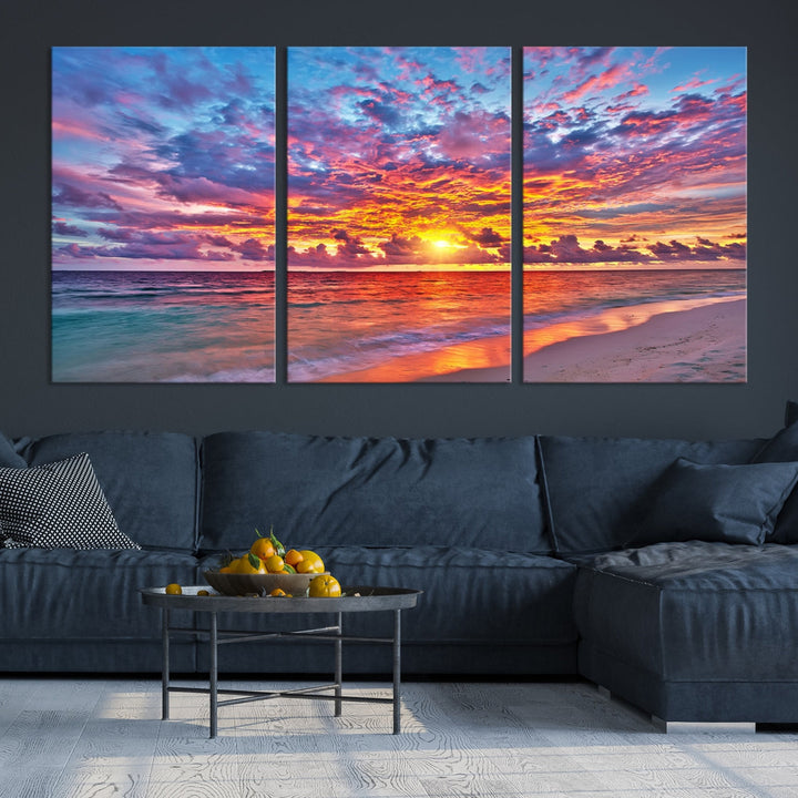 Amazing Ocean Sunset Beach Landscape Giclee Canvas Extra Large Wall Art Print