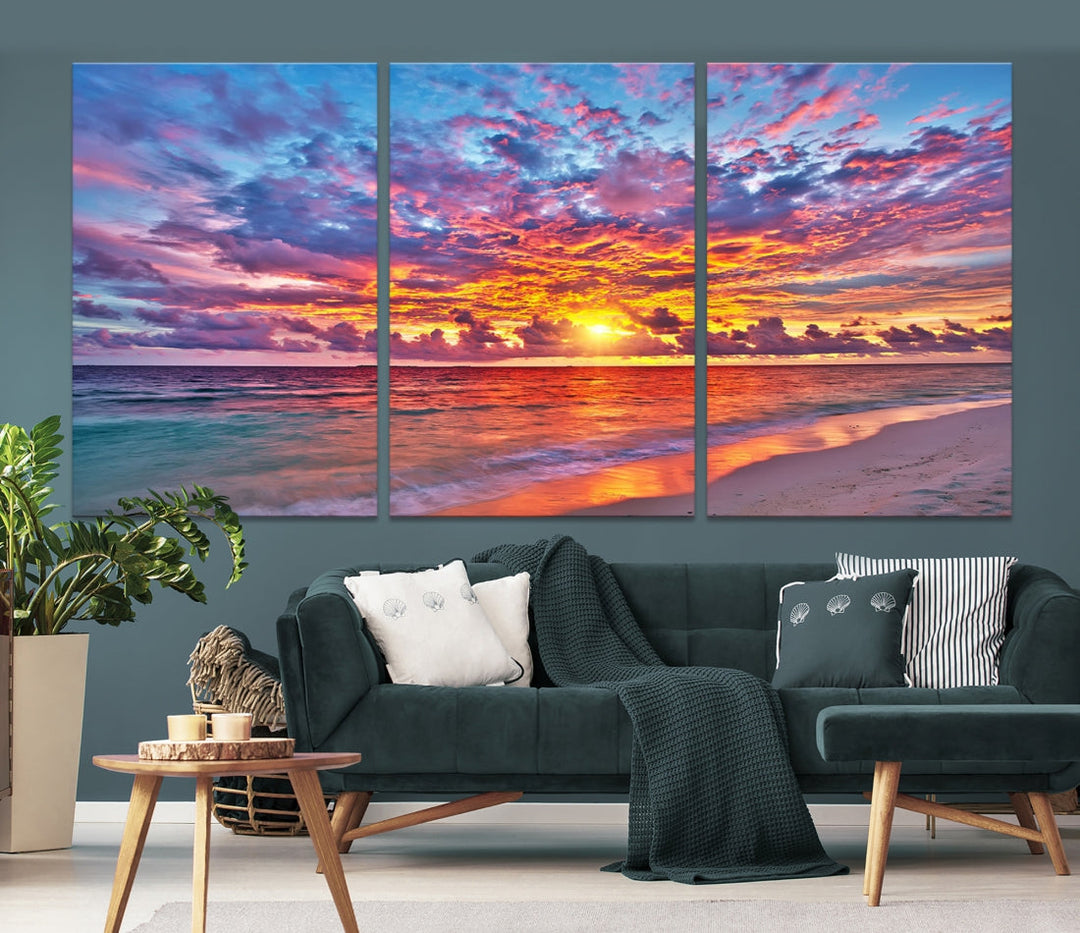 Amazing Ocean Sunset Beach Landscape Giclee Canvas Extra Large Wall Art Print