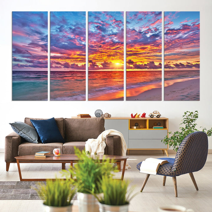 Amazing Ocean Sunset Beach Landscape Giclee Canvas Extra Large Wall Art Print