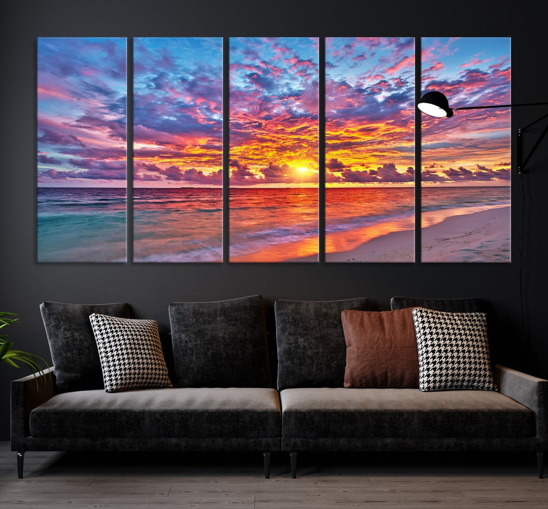 Amazing Ocean Sunset Beach Landscape Giclee Canvas Extra Large Wall Art Print