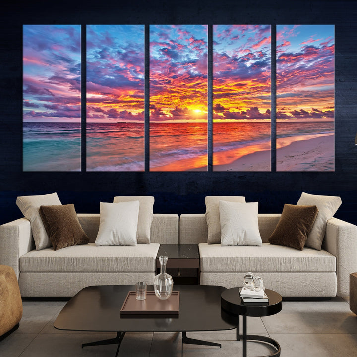 Amazing Ocean Sunset Beach Landscape Giclee Canvas Extra Large Wall Art Print