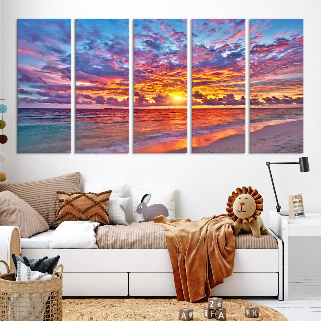 Amazing Ocean Sunset Beach Landscape Giclee Canvas Extra Large Wall Art Print