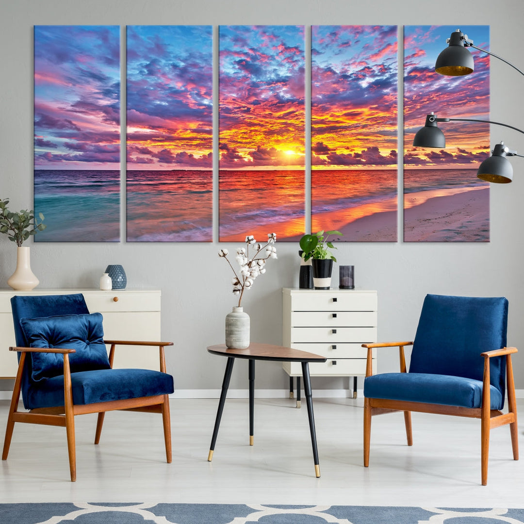 Amazing Ocean Sunset Beach Landscape Giclee Canvas Extra Large Wall Art Print