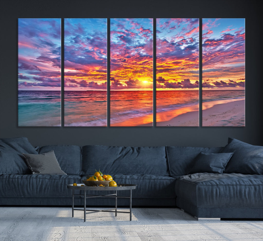 Amazing Ocean Sunset Beach Landscape Giclee Canvas Extra Large Wall Art Print