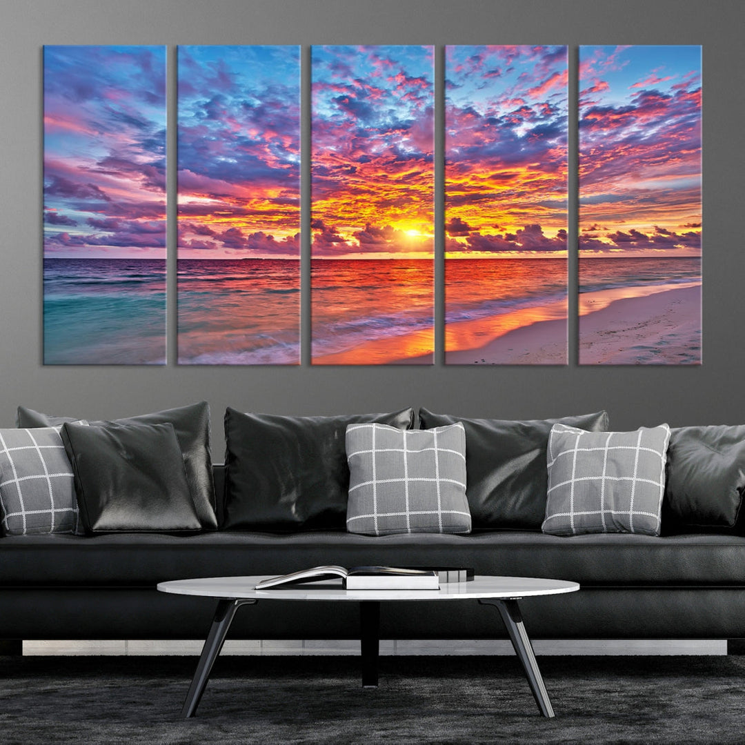 Amazing Ocean Sunset Beach Landscape Giclee Canvas Extra Large Wall Art Print