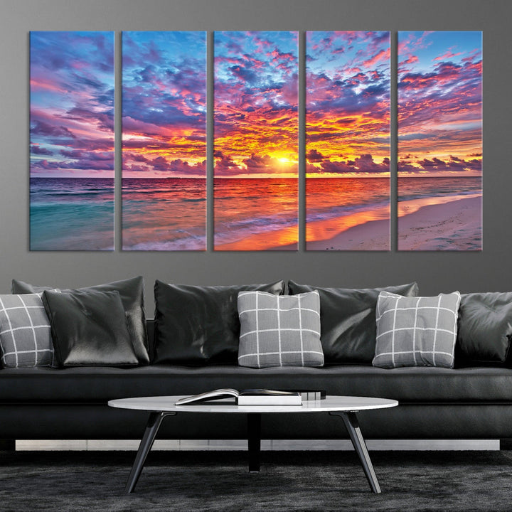 Amazing Ocean Sunset Beach Landscape Giclee Canvas Extra Large Wall Art Print