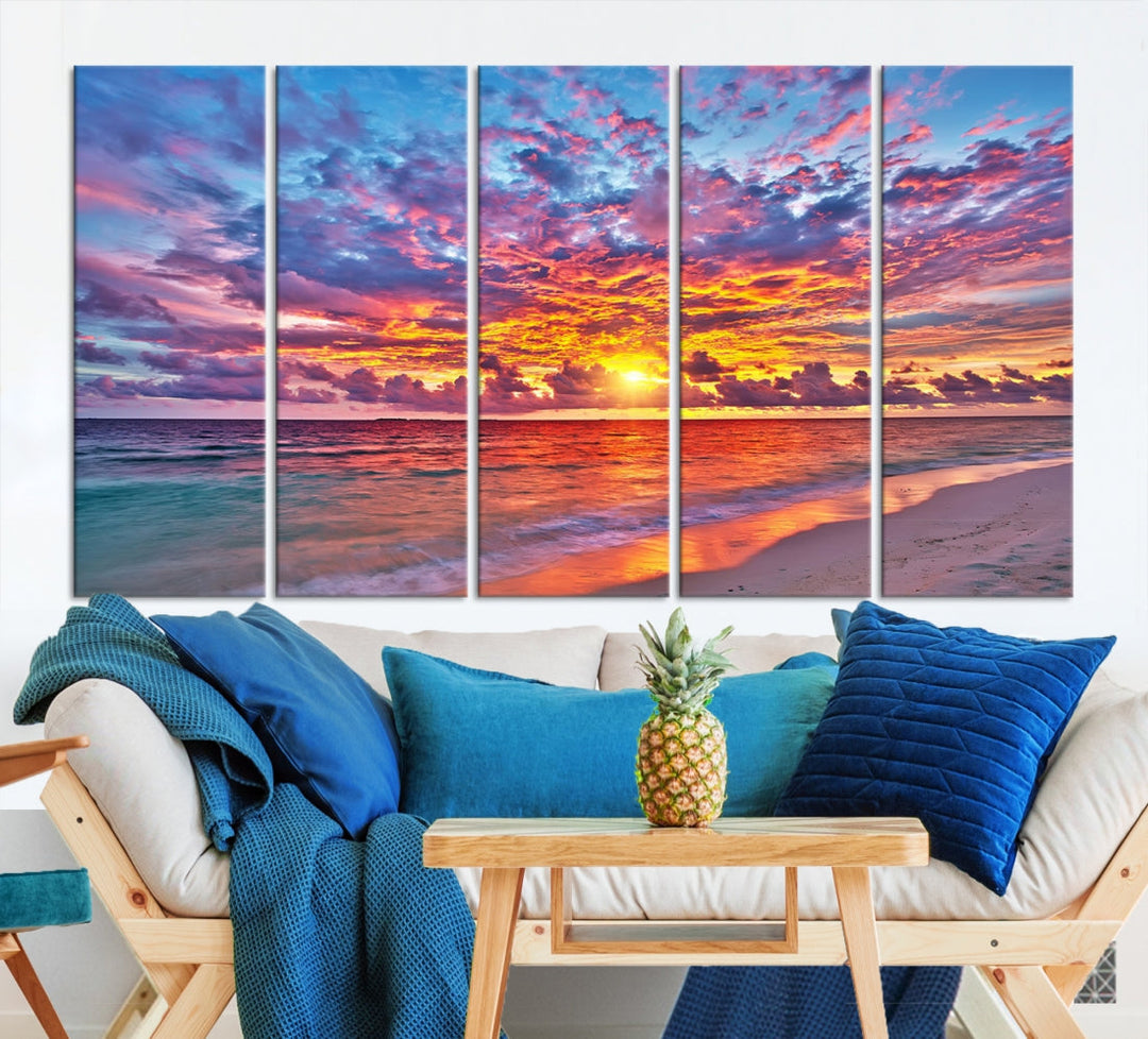 Amazing Ocean Sunset Beach Landscape Giclee Canvas Extra Large Wall Art Print