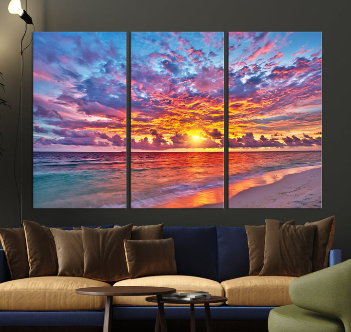 Amazing Ocean Sunset Beach Landscape Giclee Canvas Extra Large Wall Art Print