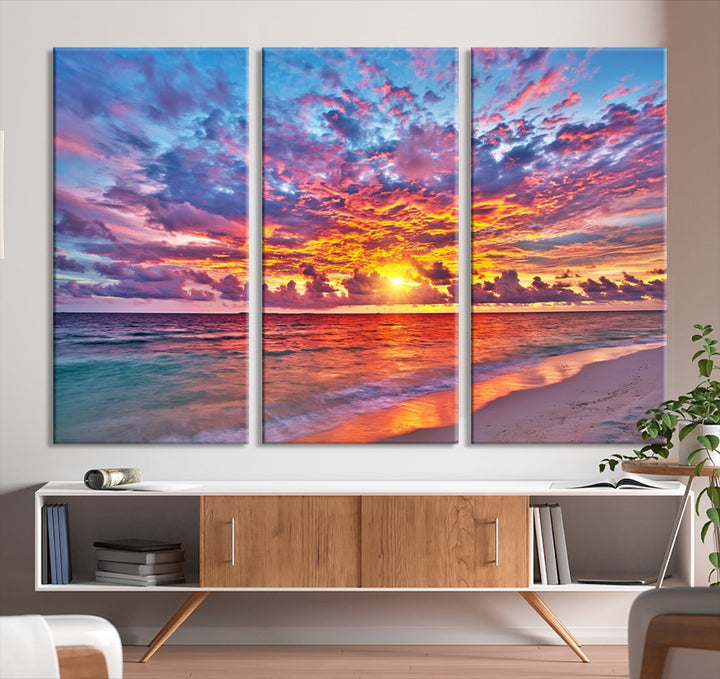 Amazing Ocean Sunset Beach Landscape Giclee Canvas Extra Large Wall Art Print