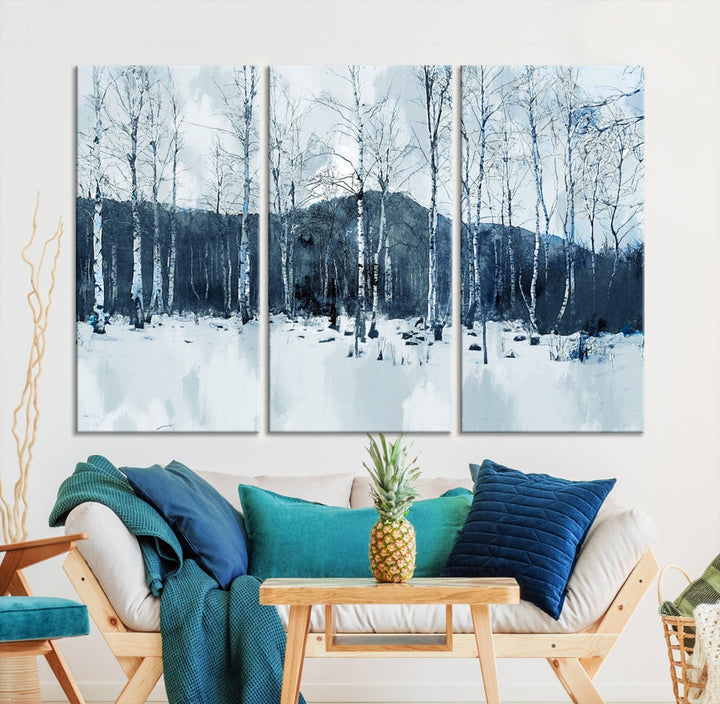 Amazing Winter Landscape Picture Print on Cotton Canvas Forest Wall Art