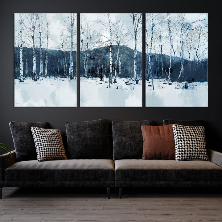 Amazing Winter Landscape Picture Print on Cotton Canvas Forest Wall Art