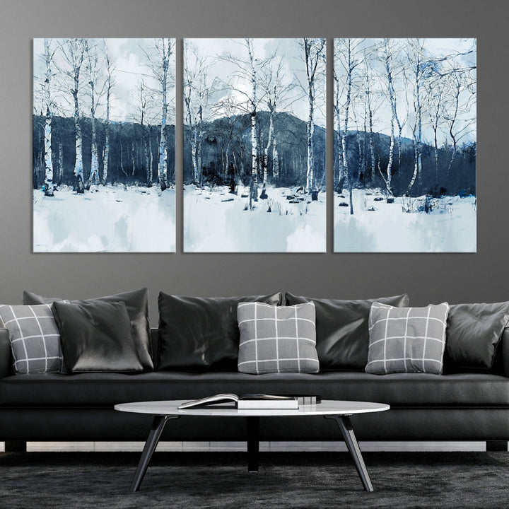 Amazing Winter Landscape Picture Print on Cotton Canvas Forest Wall Art