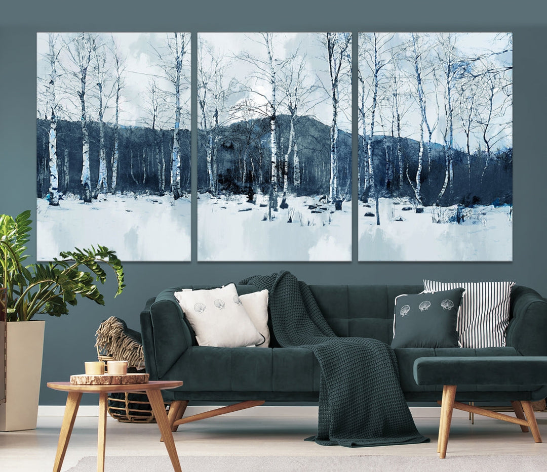 Amazing Winter Landscape Picture Print on Cotton Canvas Forest Wall Art