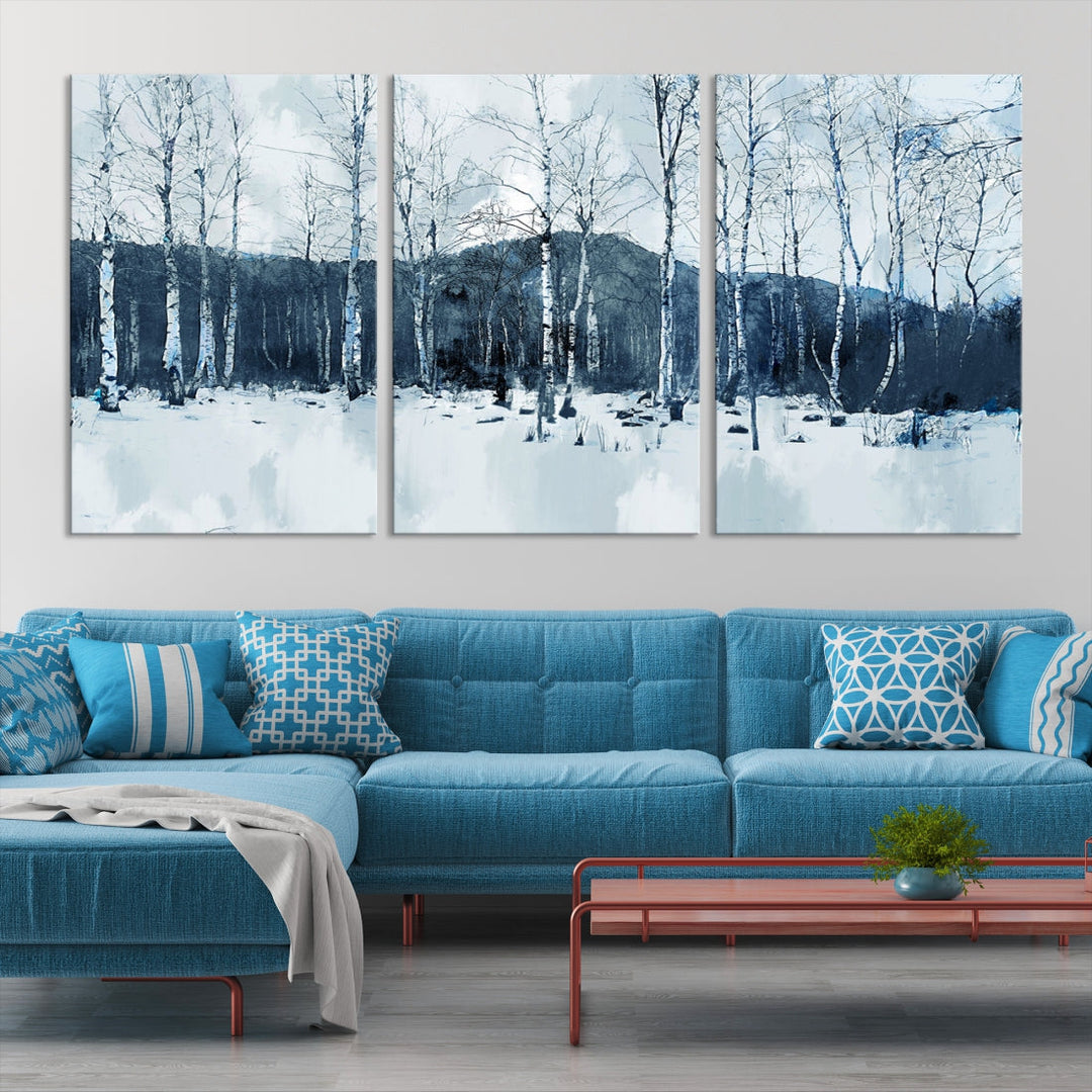 Amazing Winter Landscape Picture Print on Cotton Canvas Forest Wall Art