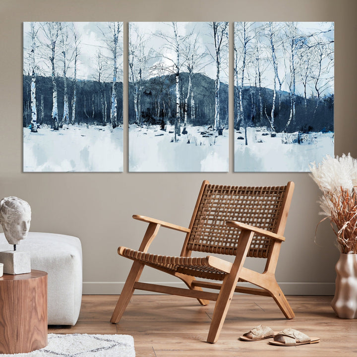 Amazing Winter Landscape Picture Print on Cotton Canvas Forest Wall Art