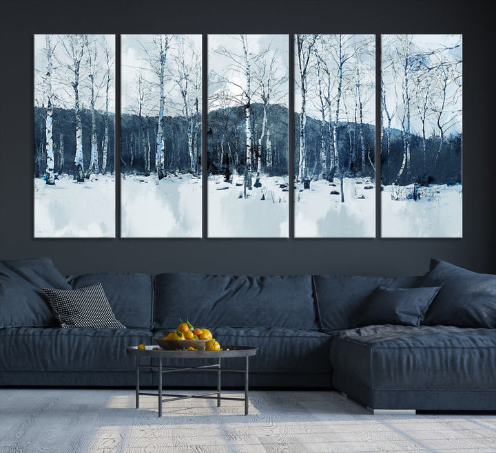 Amazing Winter Landscape Picture Print on Cotton Canvas Forest Wall Art