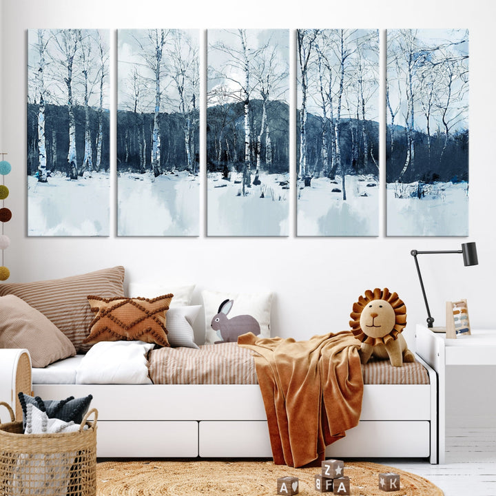 Amazing Winter Landscape Picture Print on Cotton Canvas Forest Wall Art