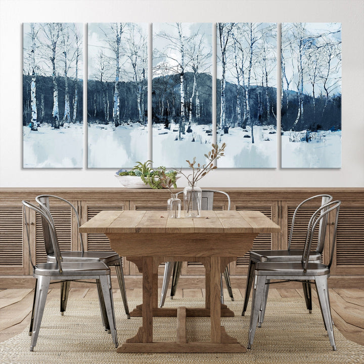 Amazing Winter Landscape Picture Print on Cotton Canvas Forest Wall Art