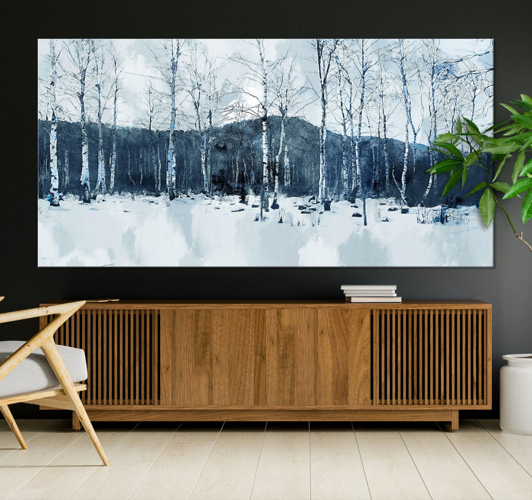 Amazing Winter Landscape Picture Print on Cotton Canvas Forest Wall Art