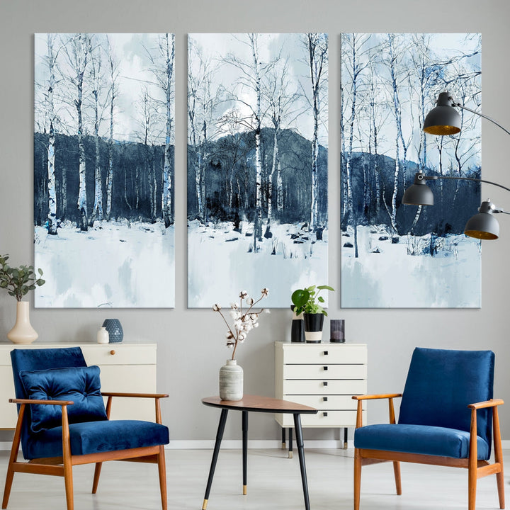 Amazing Winter Landscape Picture Print on Cotton Canvas Forest Wall Art